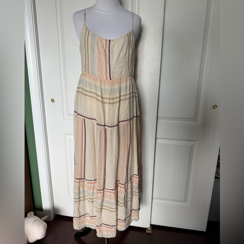 Rip Curl Cream and Pastel Striped Maxi Dress